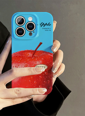 ins风日韩简约蓝底苹果适用iphone15promax苹果14新款13全包mini防摔xr简约小众高级感12菲林8plus11手机壳女