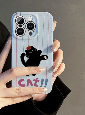 适用苹果16手机壳新款iPhone15pro女ip14/13promax小众se防摔8保护套菲林12黑色猫咪mini情侣plus外壳6s/7