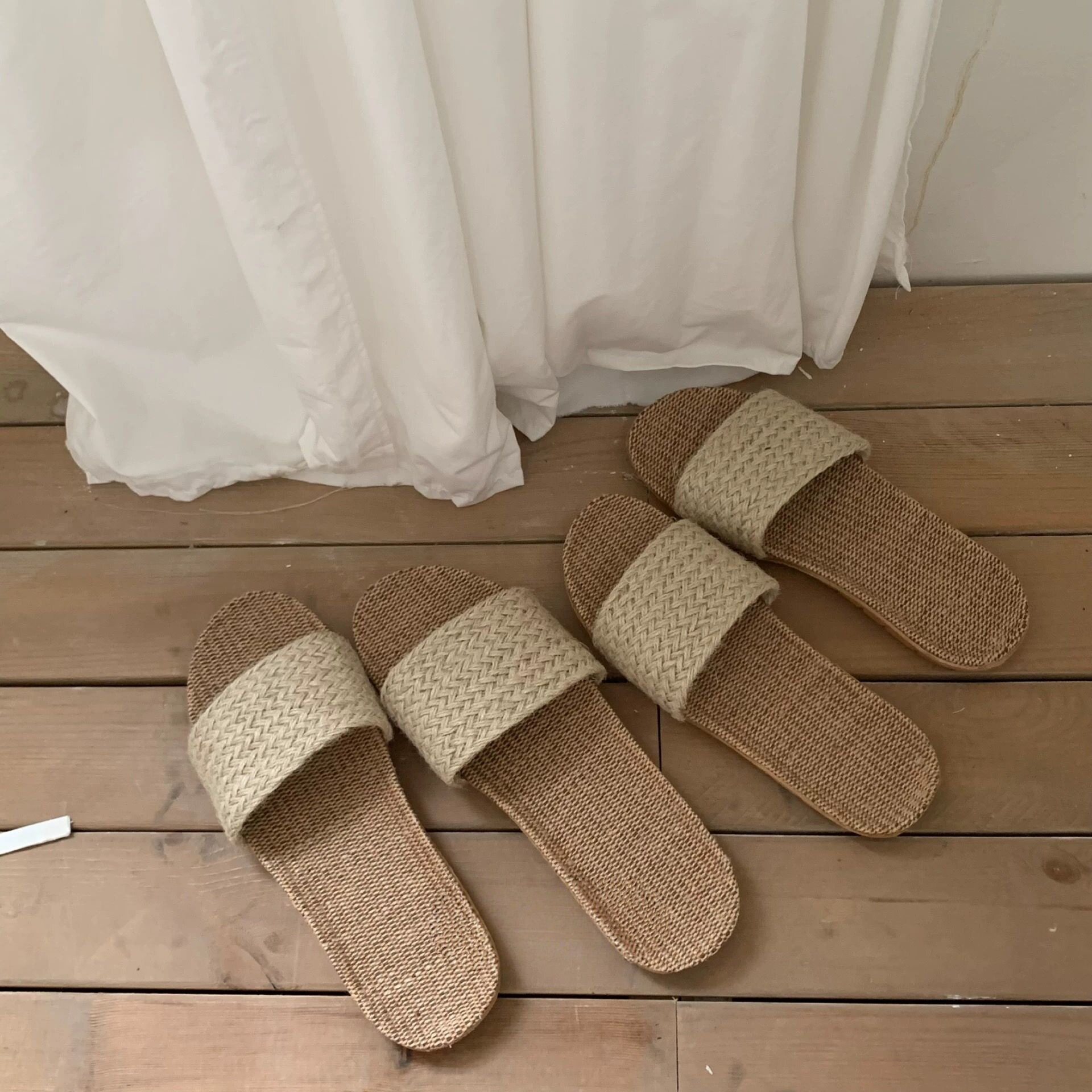 夏季亚麻拖鞋编织居家居