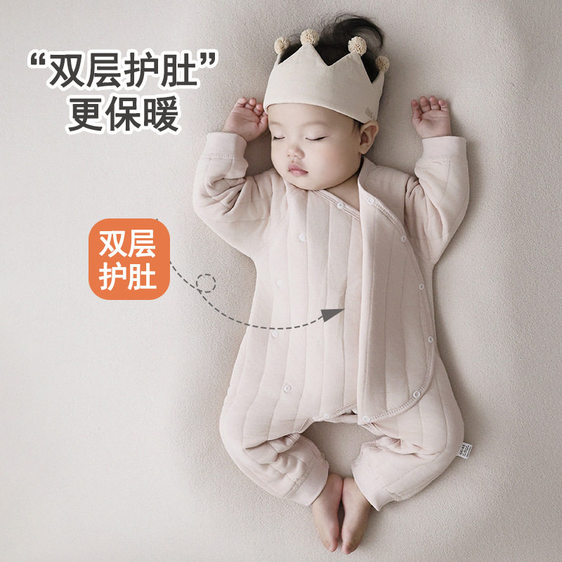 婴儿连体衣保暖春秋款夹