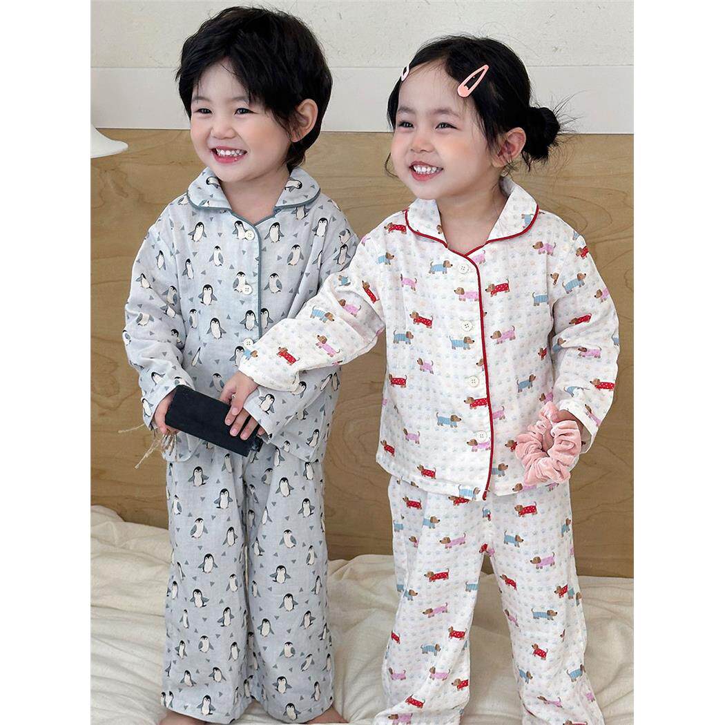 儿童婴纱睡衣春秋季可爱