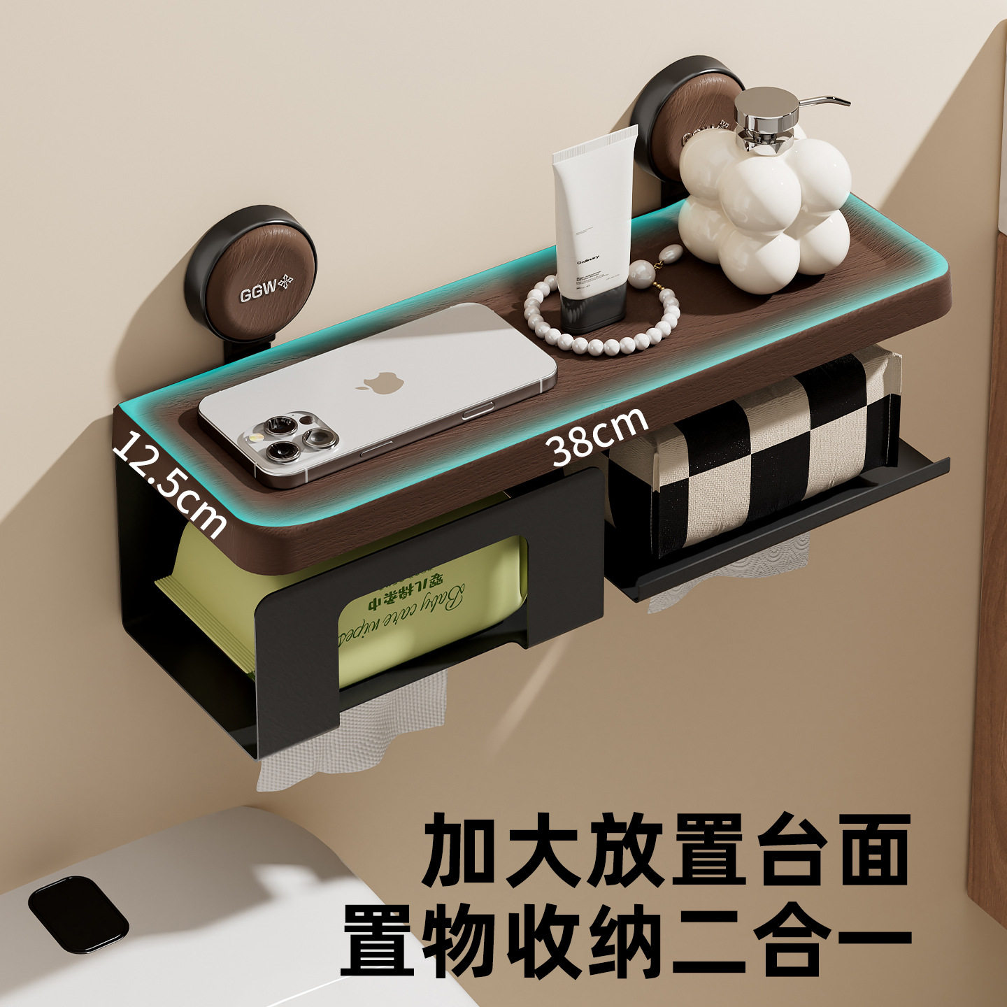 卫生间纸巾架免打孔墙上