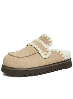 TATA他她小羊拖加绒毛毛鞋女鞋雪地靴保暖真皮勃肯鞋棉鞋CEJ01DH4