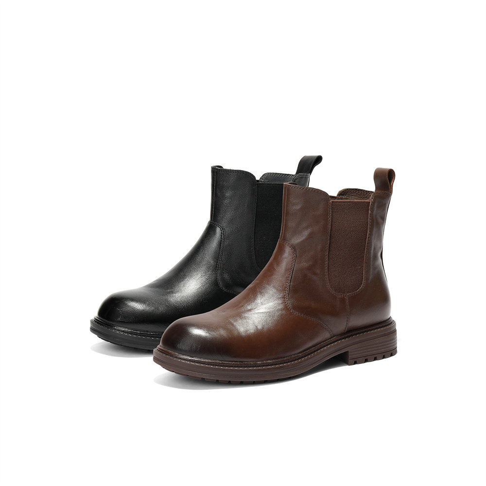 森达牛皮切尔西靴女2025冬季新款抓皱复古时尚休闲短皮靴ZTI65DD5,女鞋,切尔西靴,淘宝优惠券,粉丝福利购,淘宝优惠卷