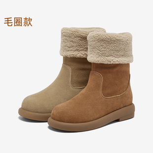 L3728DD5 女靴加绒加厚雪地靴D3592DD5 专柜正品 百思图2025冬新款