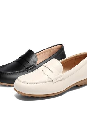 专柜正品森达2025秋新款女鞋舒适乐福鞋牛皮简约通勤单鞋4HT22CA5