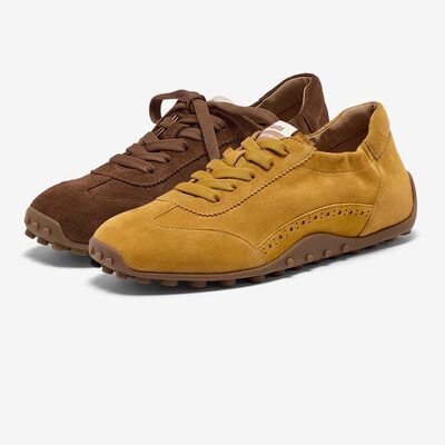 专柜正品拔佳2025秋新款女鞋羊皮轻便复古休闲运动德训鞋ABI02CM5