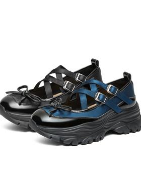 天美意厚底运动芭蕾风玛丽珍皮鞋女复古浅口单鞋2024春新KM023AA4