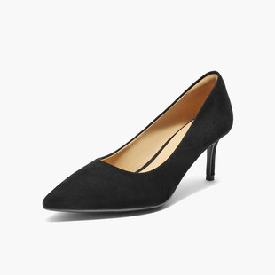 真皮尖头气质不累脚女3O412CQ5 新款 百丽黑色细高跟单鞋 女2025秋季