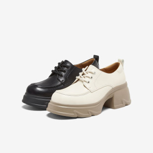 单鞋 女通勤皮鞋 UMG03AM5 复古英伦牛皮牛津鞋 百思图2025春商场新款