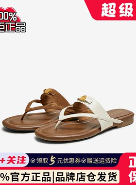TATA他她女鞋午后庄园平底人字拖鞋外穿夹脚凉鞋老钱风7H202BT5