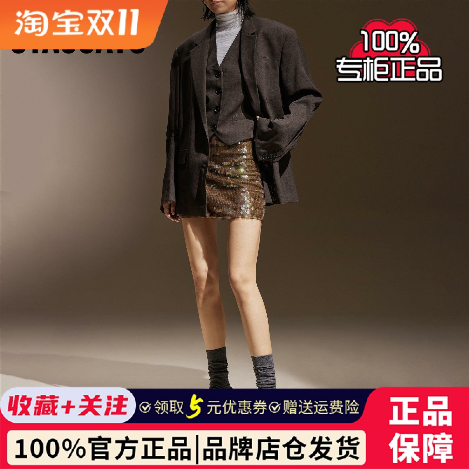 STACCATO专柜许愿币英伦风乐福鞋小皮鞋粗跟单鞋女鞋子EOQ15AA5