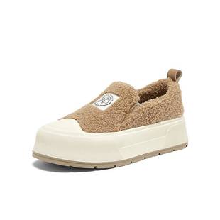 板鞋 百思图2024冬季 松糕厚底女休闲鞋 户外运动毛毛鞋 E8617DM4 新款