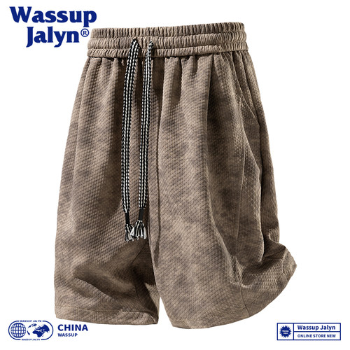 WASSUP JALYN美式休闲短裤男款夏季痞帅直筒宽松阔腿运动五分裤男