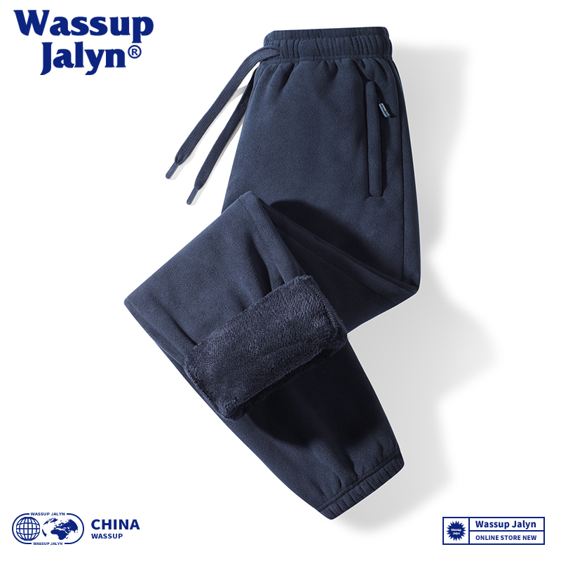 WASSUP JALYN加绒加厚羊羔绒裤男冬季双面奥粒绒大码保暖休闲棉裤