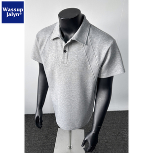 WASSUP JALYN美式正肩短袖polo衫男宽松夏季重磅体恤休闲翻领T恤