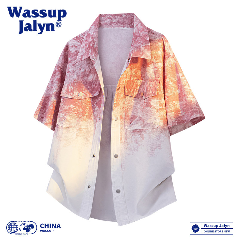 WASSUPJALYN扎染工装衬衫男图片