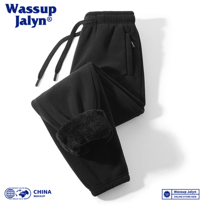 WASSUP JALYN加绒加厚羊羔绒裤男冬季双面奥粒绒大码保暖休闲棉裤