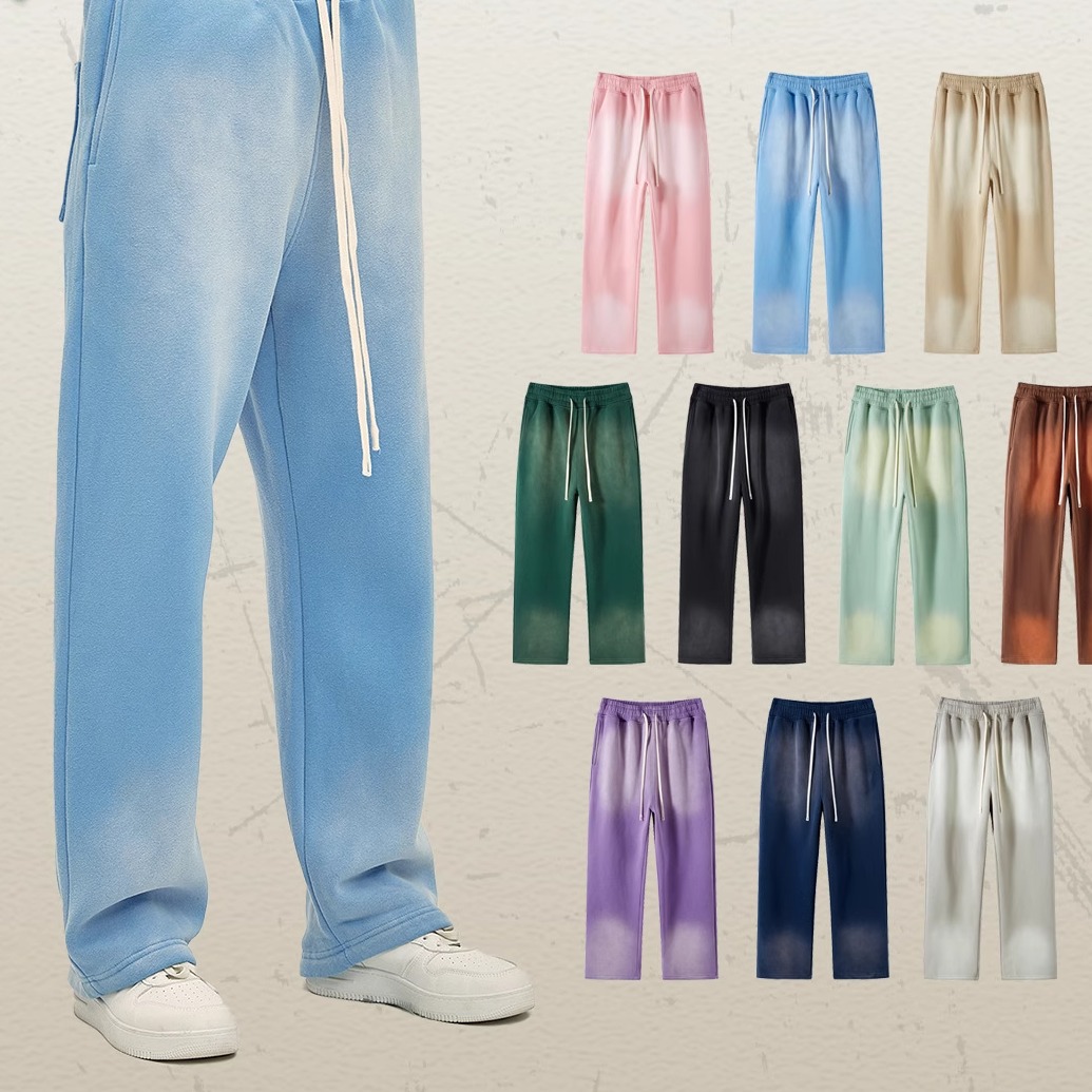 Rope tied long tube solid color casual pants系绳纯色休闲长裤
