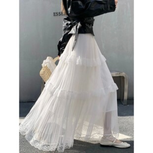 for 女士蕾丝拼接百褶半身裙Lace skirt pleated women patchwork