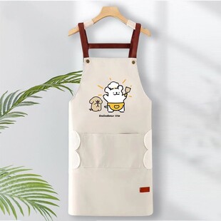 大厨小狗情侣款围裙厨房家用新款防水防油背带春秋季薄款防水防油