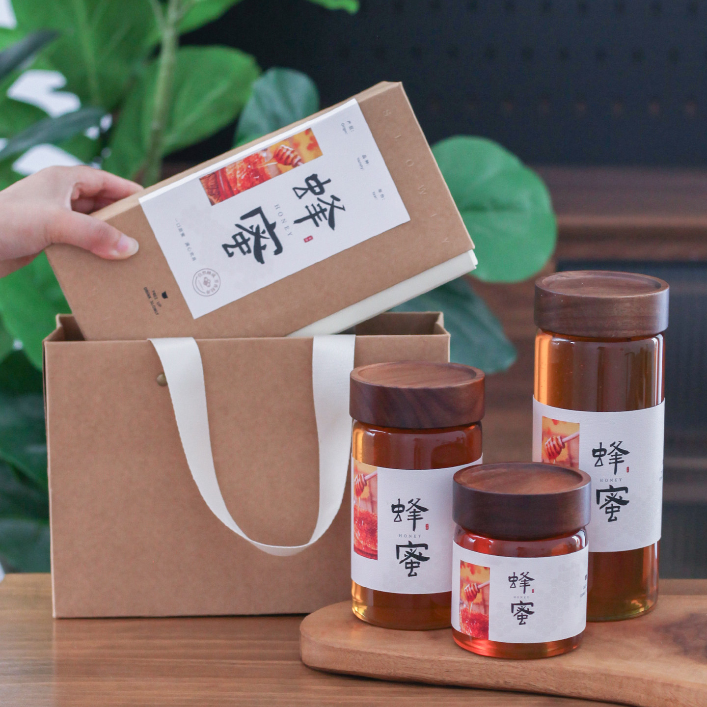 可定制礼盒蜂蜜分装瓶玻璃密封罐木盖咖啡豆罐民宿茶叶罐蜂蜜礼盒