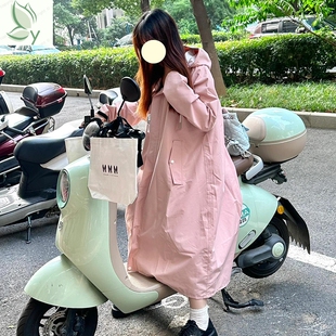 电动车雨衣人车分离长款全身防风防暴雨加厚加大牛津布少女粉雨披