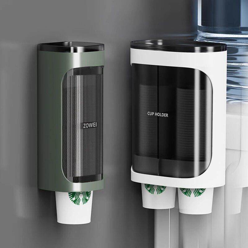 一次性杯子挂架自动取杯器家用挂壁式纸杯架水杯收纳层架子置物架