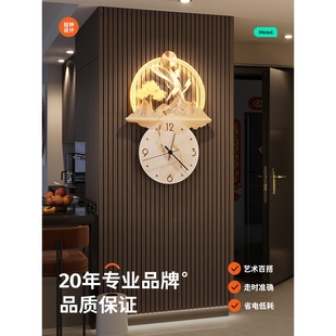 网红时钟挂墙壁灯 创意钟表挂钟客厅家用现代简约时尚 大气2024新款