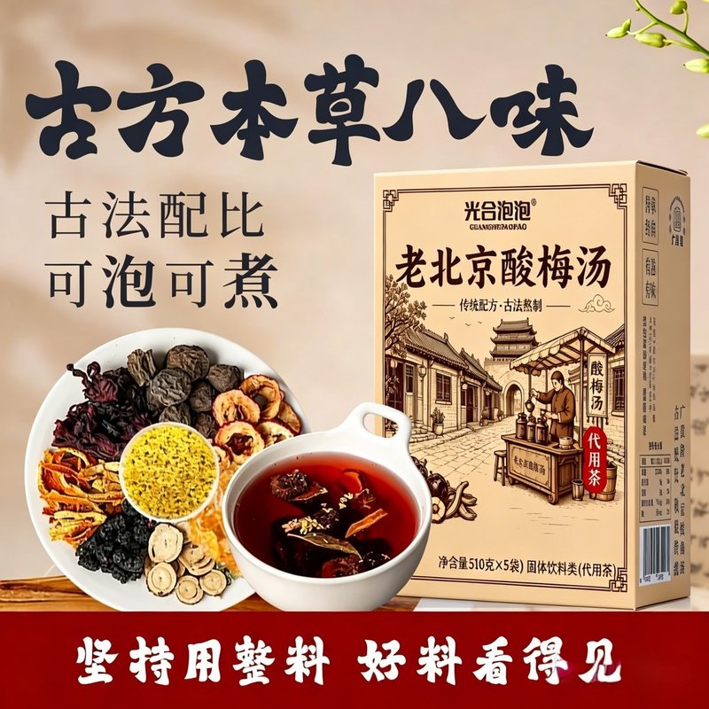 数量填3优惠老北京酸梅汤乌梅山楂陈皮饮乌梅汤免熬煮