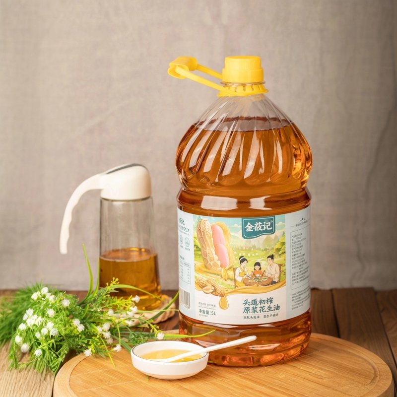 东北白沙花生5升净重9.2斤+100ml食用纯花生油5L大桶*1桶熟榨