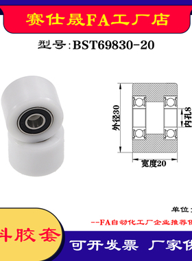 【赛仕晟】供应BST69830-20塑料高承载胶套 输送带专用加长滚轮