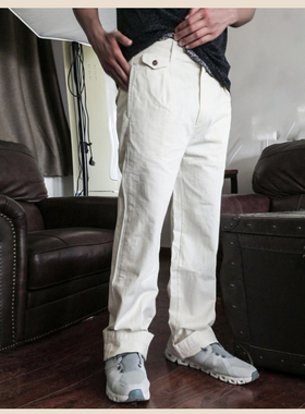 美式宽松休闲裤复古港督装直筒长裤男OG107人字纹军绿色工装裤