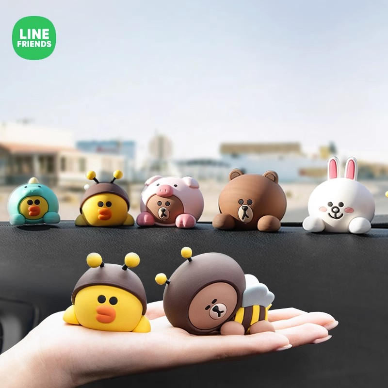 LINE FRIENDS布朗熊汽车中控台装饰可爱创意车内饰品车载小摆件-封面