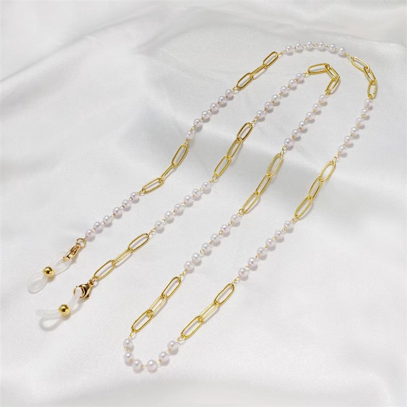 复古近视老花太阳眼镜链子文艺装饰女品质防滑珍珠真金电镀保色