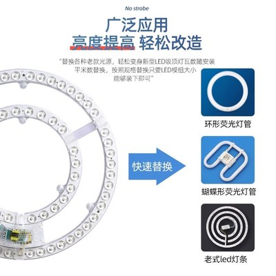 led灯芯吸顶灯替换芯圆形风扇改造灯板灯盘卧室T超亮环形灯管三色