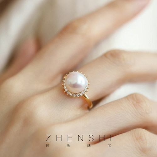 天然淡水珍珠戒指女款可调节