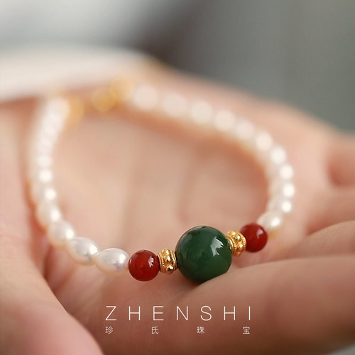 天然淡水米粒形珍珠手链女款