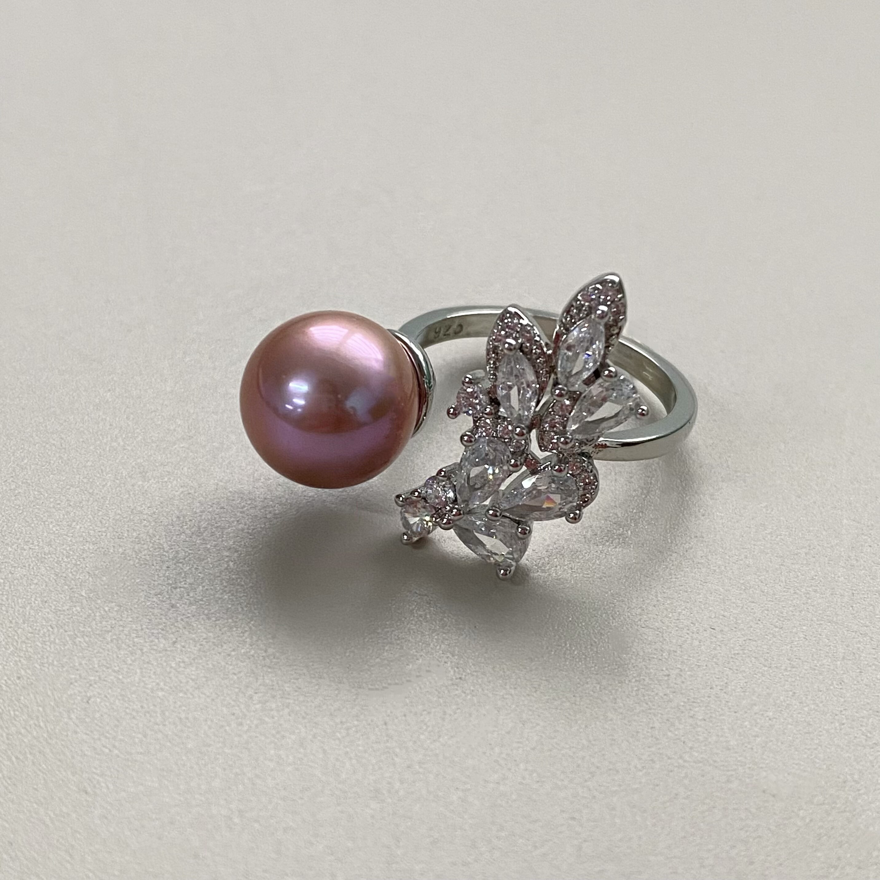 珍氏珠宝天然淡水珍珠戒指女款紫色正圆锆石树叶优雅高级感戒圈,珠宝/钻石/翡翠,手饰,淘宝优惠券,粉丝福利购,淘宝优惠卷