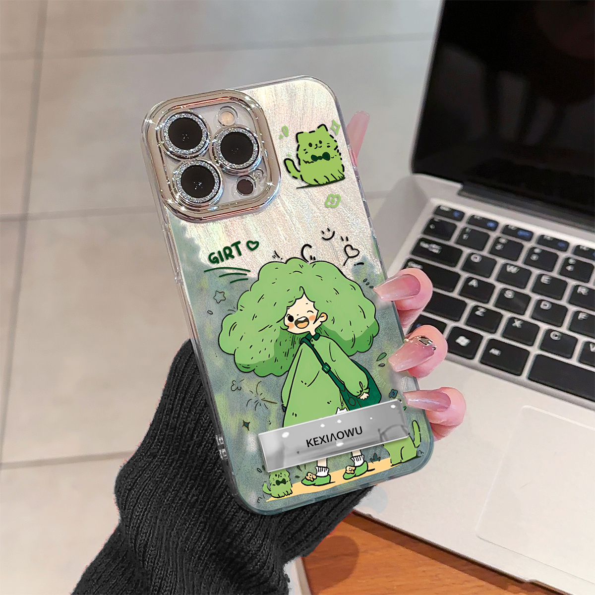 适用opporeno10/reno11pro羽纱IMDa57/a77绿发女孩a58/a72小清新reno8/reno9pro新款findx3/pro防摔手机壳