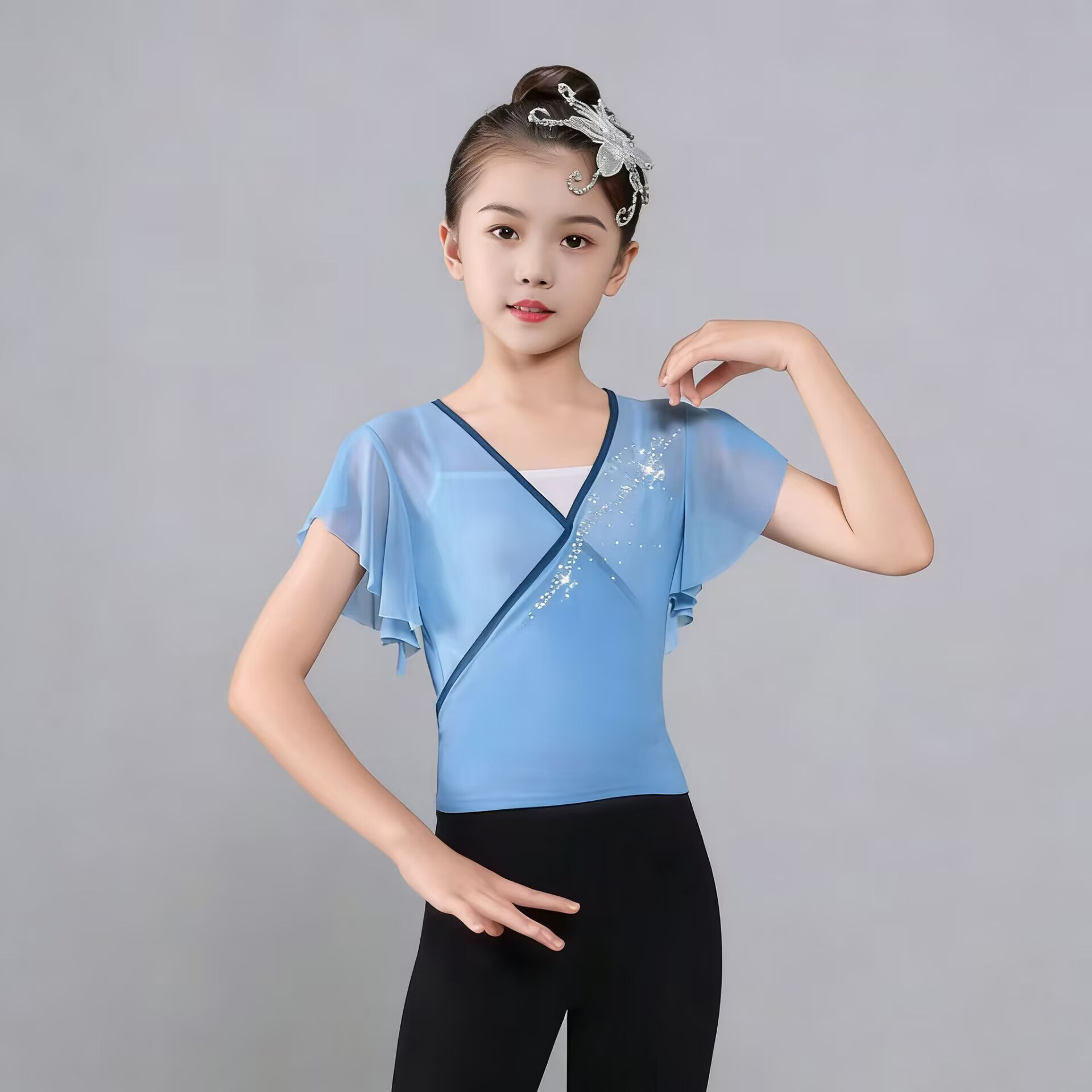 舞蹈服儿童女春夏透气古典舞考级练功服一条大河中国舞演出服纱衣