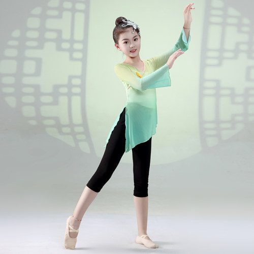 儿童古典舞练功服透气高弹舞蹈服儿童女中国舞身韵考级纱衣演出服