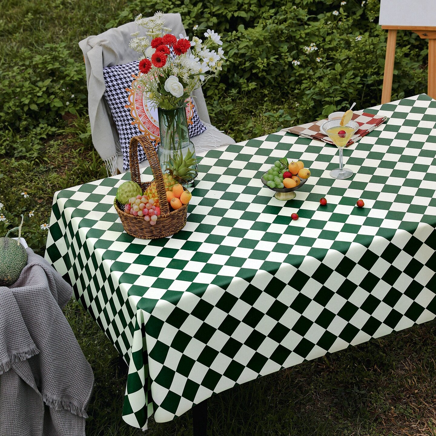 室外防水防晒桌布户外田园风露营野餐轻奢防油免洗防烫ins风茶几