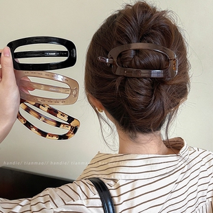 复古鸭嘴一字抓夹大号发夹女发量多盘发夹2025新款秋冬后脑勺头饰