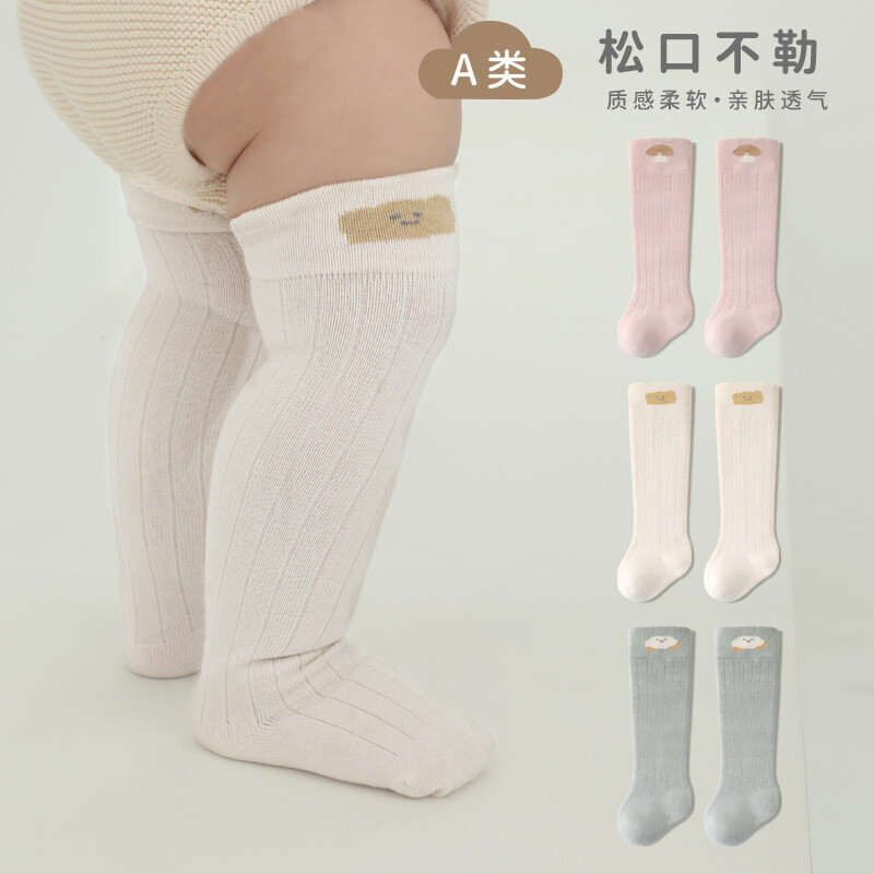 君鸿月儿童过膝长筒袜秋季新品松口无骨不勒腿卡通透气A类