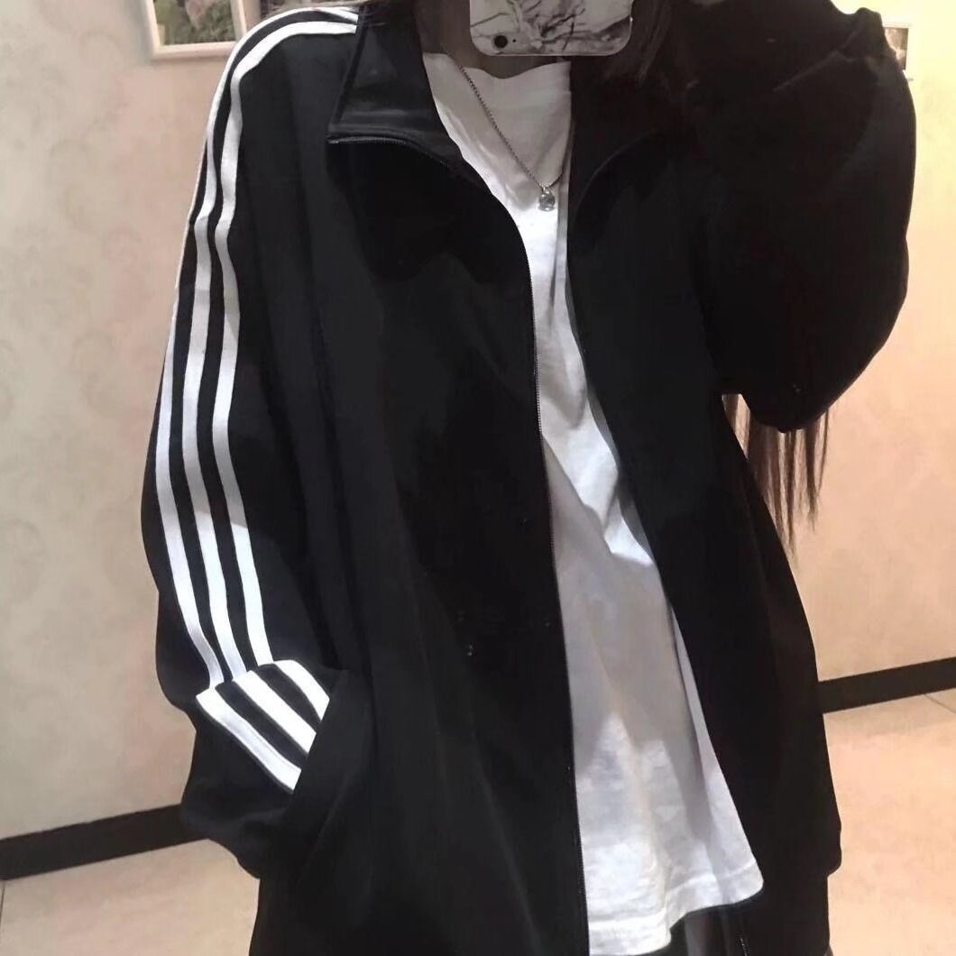 JHY/君鸿月潮牌条纹帅气春秋新款立领男士卫衣学生薄款运动服休闲