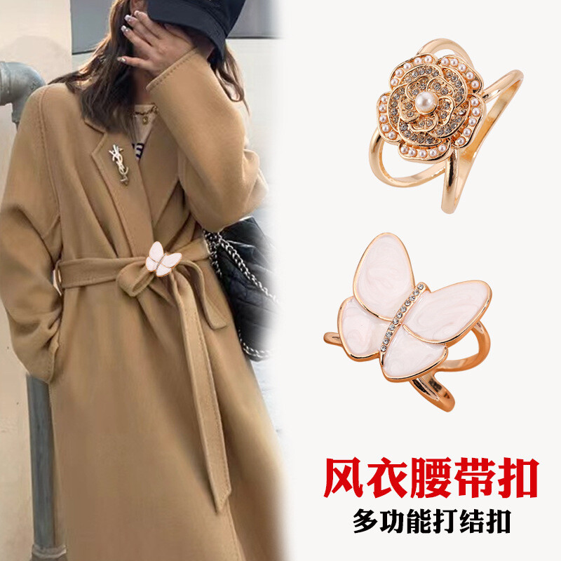 君鸿月新款复古高档丝巾扣蝴蝶结打结扣大衣腰带扣