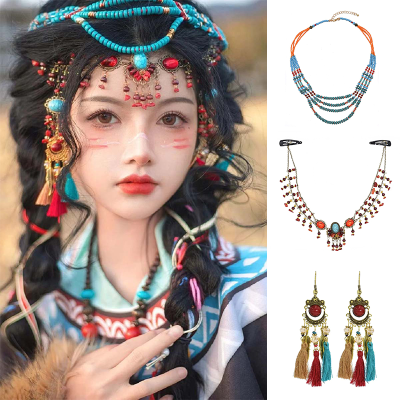 藏族复古民族风眉心坠额头连