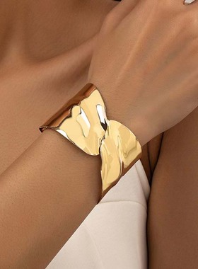 欧美金属不规则开口手镯女冷淡风