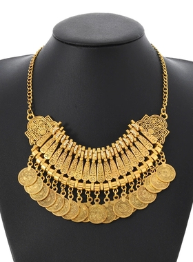 民族风钱币流苏项链民族风